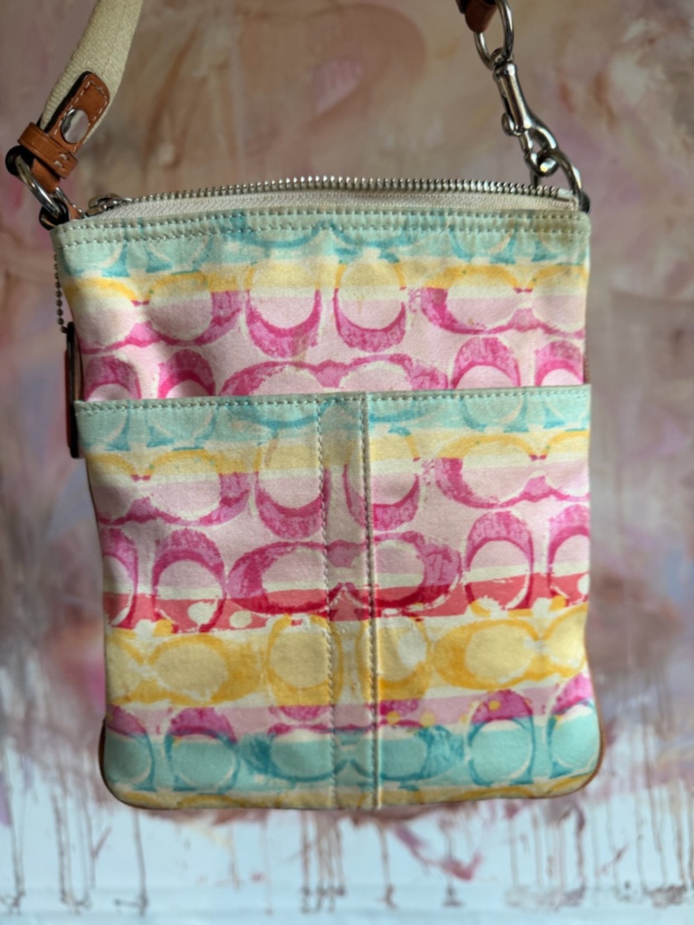 Coach Multicolor Pastel Signature Canvas Crossbody Bag - Picture 4 of 10